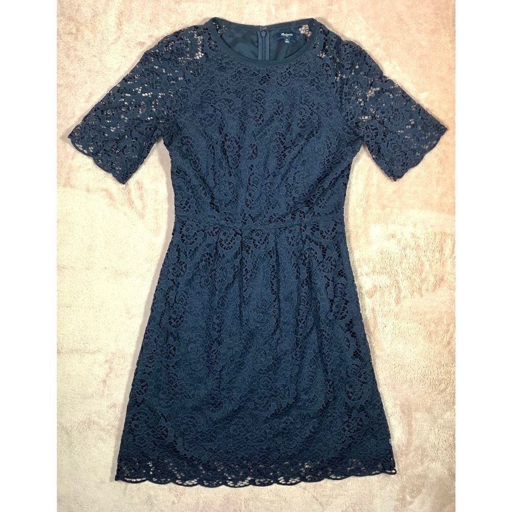 ‎Madewell Lace Magnolia Navy Blue Dress 0